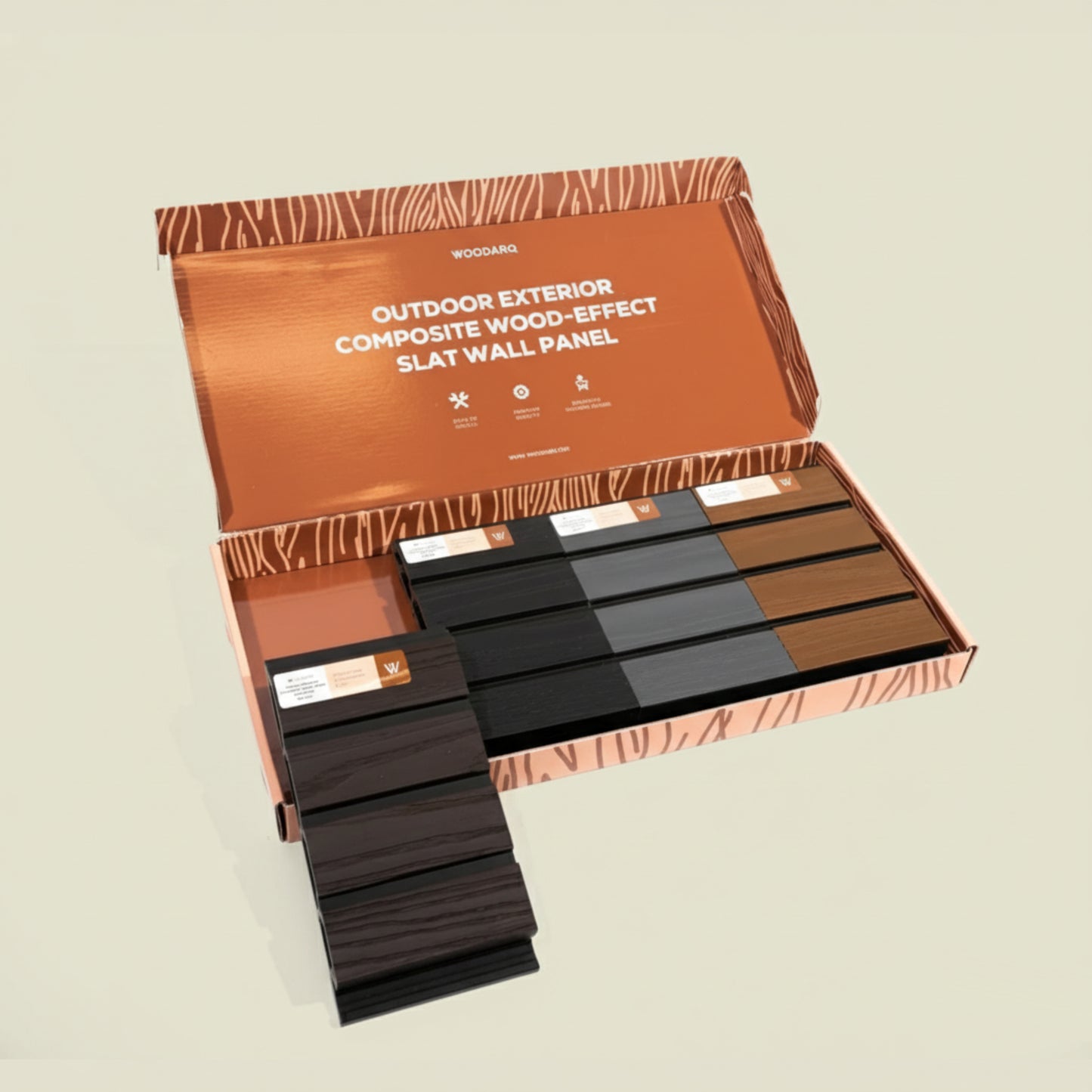 ARQ® Outdoor Exterior Composite Wood-Effect Slat Wall Panel Sample Box