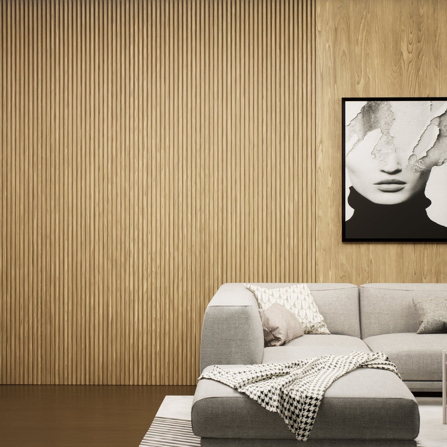 WOODARQ Wall Paneling Half Height (47.24" x 23.62") / Oak ARQ® Ridge Flexible Tambour Wood Panels